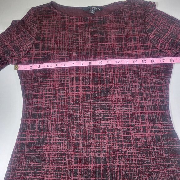 Sharagano Women Professional Red & Black Plaid Sheath Dress 3/4 Sleeves Size 10 - Picture 5 of 7